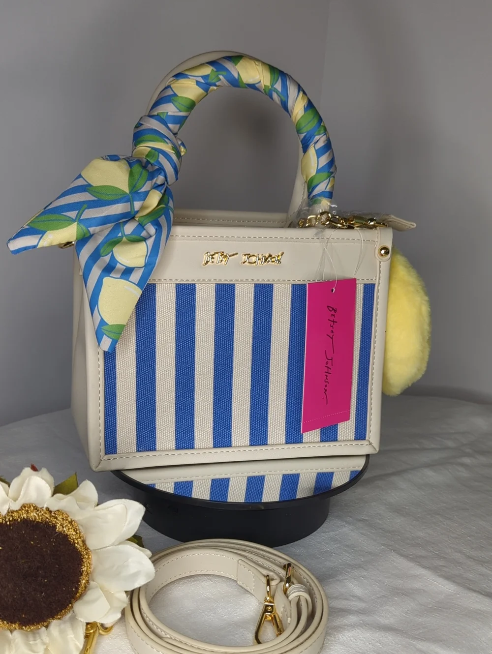 Betsey Johnson Lemon Striped Crossbody